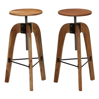 vidaXL 2x Solid Acacia Wood Bar Chairs 30x(58-78)cm Kitchen Dining Stool Seat