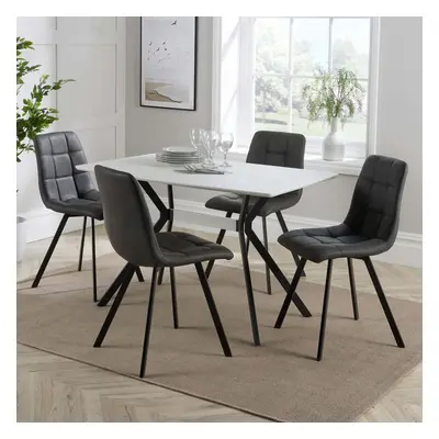 Home Source Luxor Dining Table with Padded Chairs Set