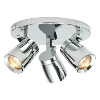 IP44 Bathroom Ceiling Spotlight Chrome Plate Triple Adjustable Round Oval Lamp