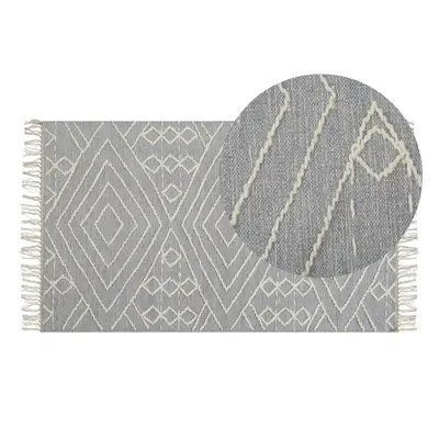 Cotton Area Rug x cm Grey and White KHENIFRA