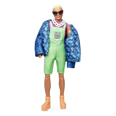 Barbie GHT96 BMR1959 Ken Fully Poseable Fashion Doll with Neon Hair, in Neon Overalls and Puffer