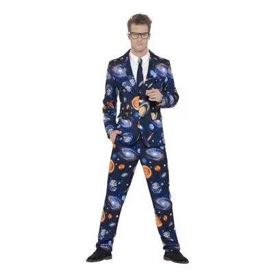 Smiffy's Men's Space Suit, Jacket, Trousers & Tie, Size: Xl, Colour: Blue, - fancy dress mens su