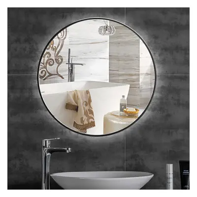 (Black 60CM) Slim Frame Round Mirror