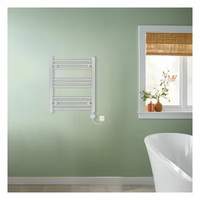 (Chrome, 600x500mm) NRG Prefilled Thermostatic Electric Curved Heated Towel Rail Radiator