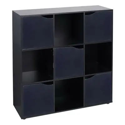 (9 Cube - Black (Out of Stock), Black) Cube Wooden Storage Bookcase Unit With Doors