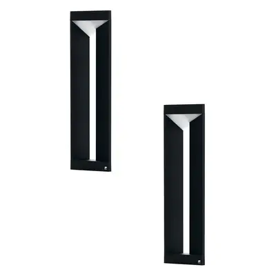 2 PACK IP54 Outdoor Bollard Light Modern Black Aluminium 10W LED Lamp Post