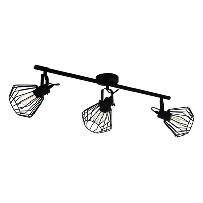 Flush Ceiling Light Spots Track Black Shade Open Wire Frame Bulb E27 3x40W