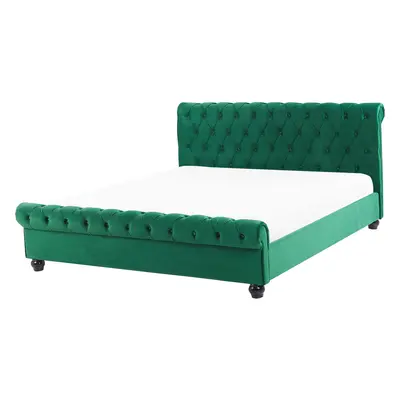 Bed AVALLON x cm (EU King Size) Velvet Emerald Green