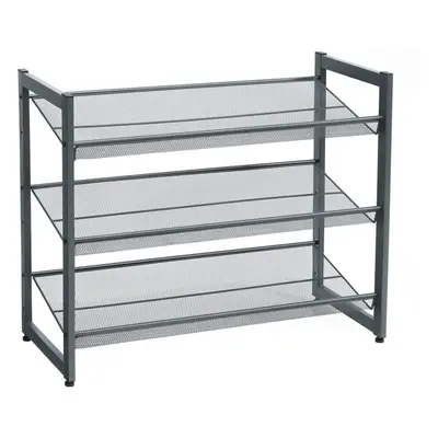 SONGMICS Tier Metal Mesh Shoe Rack, Adjustable to Flat or Angled Shelves, Stackable Storage Orga