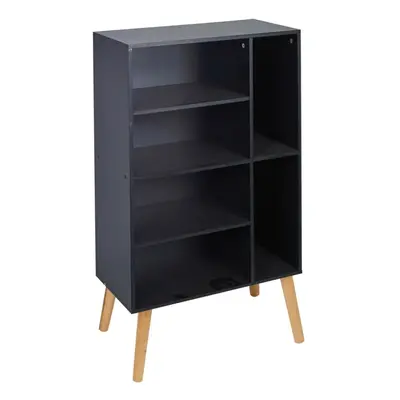 (Pine) Section Black Wooden Storage Bookcase Style Legs