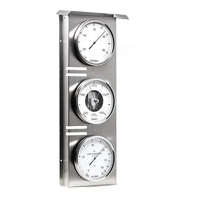 Fischer Outdoor weather station Thermometer Barometer Hygrometer, stainless steel housing