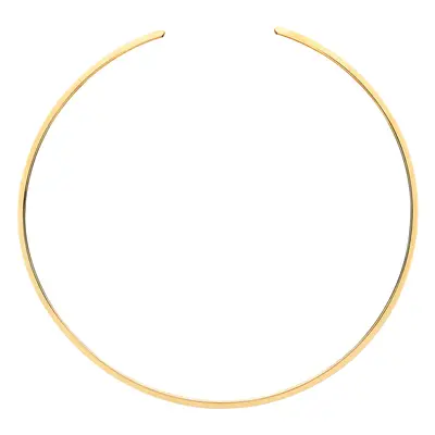 Jewelco London Ladies Yellow Gold-Plated Sterling Silver Flat Band Flexi Choker Collarette Neckl