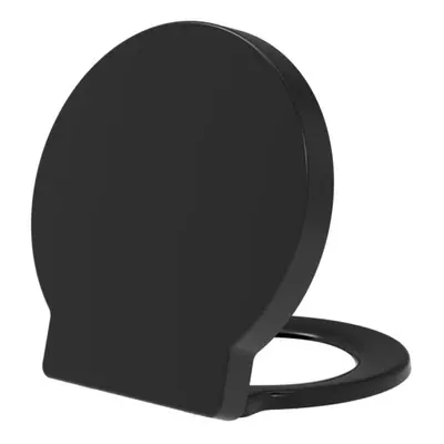 (Black) Round Soft Close Toilet Seat x Quick Release - Top or Bottom Fix