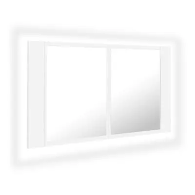 vidaXL LED Bathroom Mirror Cabinet White 80x12x45 cm Acrylic Washroom Mirror