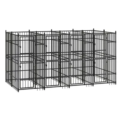 vidaXL Outdoor Dog Kennel Steel 7.37 m? Garden Patio Puppy Enclosure Dog House