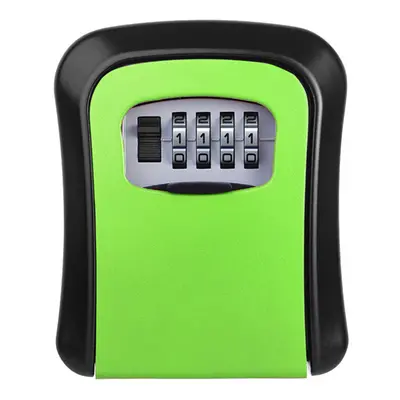 (Green) Aluminum Alloy Password Box Wall Mounted Key Lock Box Digit Code Combination Key Storage