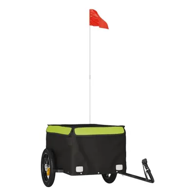 (green) vidaXL Bike Cargo Trailer Bike Carriage Bicycle Wagon Trailer with Flag Iron