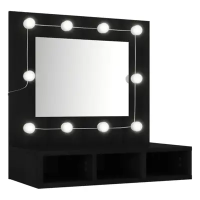 vidaXL Mirror Cabinet with LED Wall-mounted Cabinet Cosmetic Mirror Black