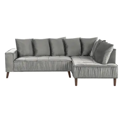 Corner Sofa GRENA Velvet Light Grey Left Hand