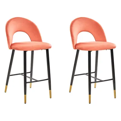 Set of Bar Chairs FALTON Velvet Coral