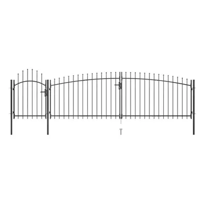 (5 x 1.75 m) vidaXL Garden Fence Gate with Spear Top Black Barrier Fence Panel Multi Sizes