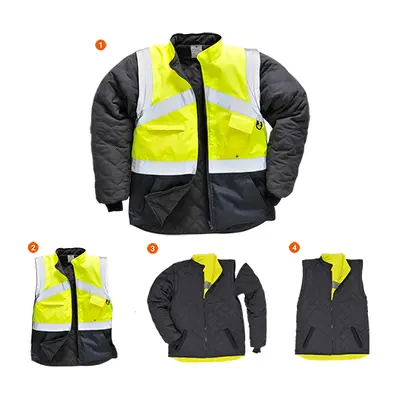 (Yellow/Navy, XS) Portwest Hi-Vis 2-Tone Jacket - Reversible