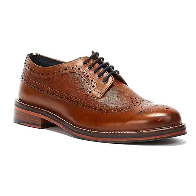 (Brown, (Adults')) Ben Sherman Archie Brogue Leather Men's Tan Lace-Up Shoes