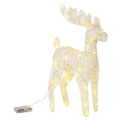 (White Glitter) LED Reindeer 60cm Plastic Rattan Wire Christmas