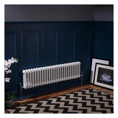 (300 x 1190mm Double, White) PlumbGalaxy Traditional-Style Cast Iron Radiator