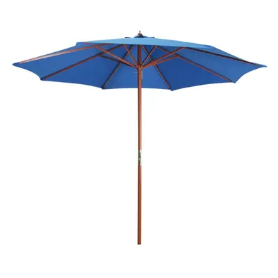 vidaXL Parasol with Wooden Pole 300x258cm Blue Sunshade Outdoor Patio Umbrella