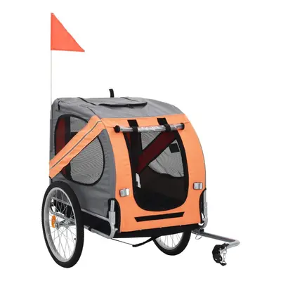 vidaXL Pet Bike Trailer Dog Carrier Stroller Bicycle Trailer Orange and Grey