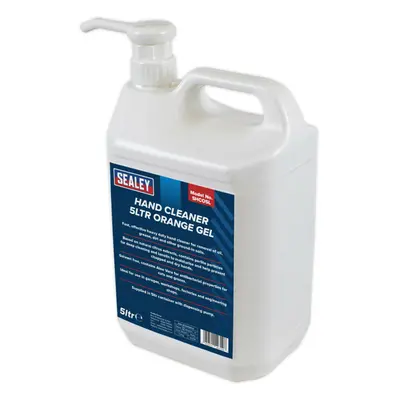 5L Orange Gel Hand Cleaner - Oil Grease & Dirt - Solvent-Free - Dispensing Pump