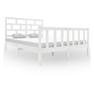 (white, x cm) vidaXL Bed Frame Bed Base Bedstead Bedroom Mattress Foundation Solid Wood Pine