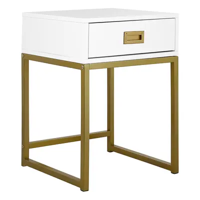 1 Drawer Side Table White LARGO