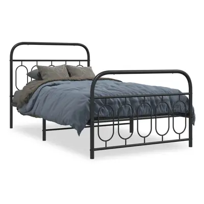 (black, x cm/ with headboard & footboard) vidaXL Metal Bed Frame with Headboard and Footboard Be