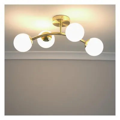 ValueLights Jas Frosted Glass Globe Shades Way Gold Ceiling Light