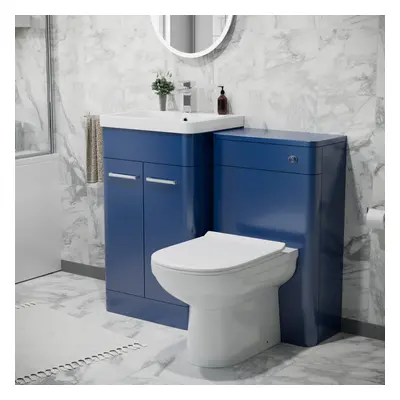 Nes Home Afern 500mm Freestanding Vanity Unit with Basin, Back to Wall Toilet, WC unit Royal Blu