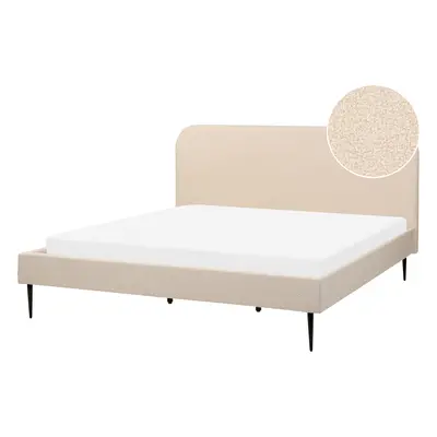 Bed Boucle FLAYAT x cm (EU Super King) Light Beige