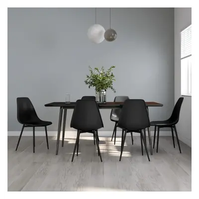 vidaXL 6x Dining Chairs Black PP Home Kitchen Modern Dinner Chair Seating Seat