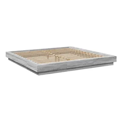 (grey sonoma, x cm) vidaXL Bed Frame and LED Lights Bed Base Mattress Foundation Engineered Wood