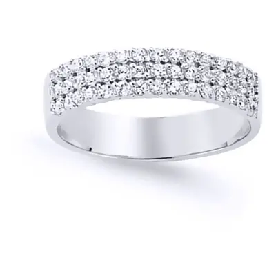 (M) Jewelco London Ladies Rhodium Plated Sterling Silver Cubic Zirconia Row Pave Eternity Ring