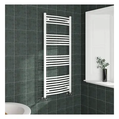 (1400x600mm, White) NRG Curved Central Heating Towel Rail Bathroom Heated Rad Radiators Ladder W