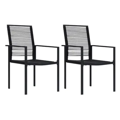 vidaXL 2x Garden Chairs PVC Rattan Black Wicker Direct Armchair Outdoor Patio