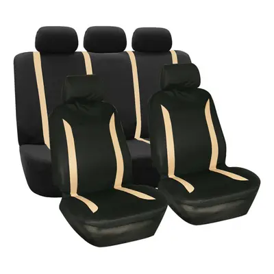 (Beige Black - Pcs) 4/9PCS Universal Protectors Full Set Auto Seat Covers Pad For Car Truck SUV