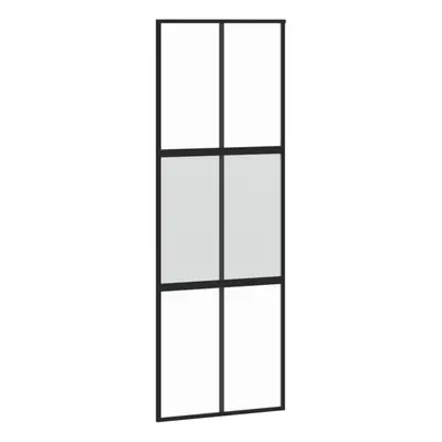 vidaXL Sliding Door Interior Barn Door Black Tempered Glass and Aluminium