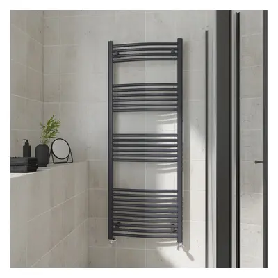 (Curved, 1600x600mm) Warmehaus Heated Towel Rail Anthracite Bathroom Ladder Style Radiator Grey 