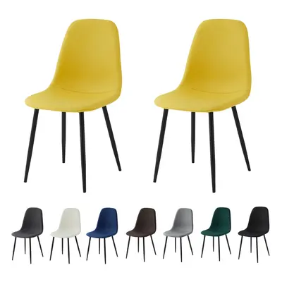 (SET OF 2, YELLOW) 2/4/6Pcs Fabric Dining Chair with Metal Legs Bella