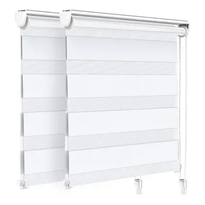 VOUNOT Set of Zebra Roller Blind Double Fabric, Day and Night Translucent or Blackout Vision Cur