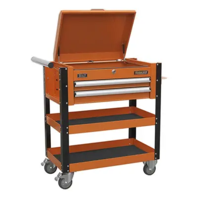 Heavy Duty Tool & Parts Trolley - x x 900mm - Lockable Top - Orange