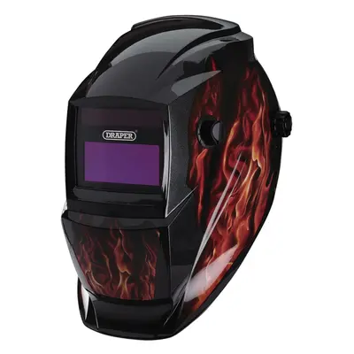 Draper AUTO VARIOSHADE WELDING HELMET Auto-Darkening Welding Helmet, Red Flames